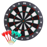 Safety Dart Board Set with 6 Soft Tip Darts: 16-Inch Rubber Dartboard for Family, Office & Party Leisure Sport