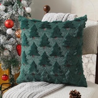 Christmas Pillow Covers 18x18 inch Set of 2 Black Christmas Decorations Soft Plush Faux Fur Wool Xmas Tree Throw Pillow Cases Winter Holiday Decor for