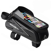 Black Waterproof Bike Frame Bag with Touchscreen & Reflective Details: 6.5" Phone Compatibility, Aussie Cyclist Essential