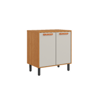 Base Kitchen Wooden Cabinet/Cupboard with 2 Doors in Cinnamon Finish - Napoles White Flat Pack DIY