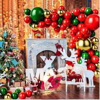 136PCS Christmas Balloon Set – Red Green Gold Latex & Foil Balloons