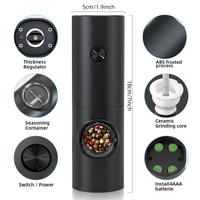 NNEOBA Electric Automatic Pepper and Salt Grinder with LED Light(1pc)