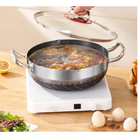 30cm Stainless Steel Non-Stick Frying Pan with Glass Lid Silver