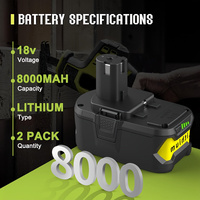 2pcs Lithium-Ion Battery for Ryobi One+