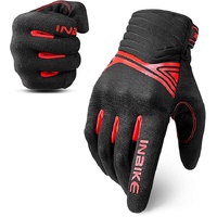 Breathable Mesh Motorcycle Gloves Touchscreen with TPR Palm Pad Hard Knuckle-Red-XLarge