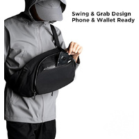 Crossbody Left Shoulder 7.5L - Crossbody Bag Men,Sling Backpack - Fits 11" Tablet - Single Shoulder-Black