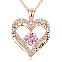 18K Rose Gold Necklaces for Women, 928 Sterling Silver Gifts for Mothers Day, Jewelry for Wife Mom Her Girlfriend, Birthstone Diamond Necklace for Bir