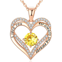 18K Rose Gold Necklaces for Women, 929 Sterling Silver Gifts for Mothers Day, Jewelry for Wife Mom Her Girlfriend, Birthstone Diamond Necklace for Bir