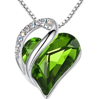 Infinity Love Heart Necklace, Birthstone Necklace for Women, Jewelry for Women with Healing Crystals, Allergy Free Pendant Necklace-08a-August-Peridot