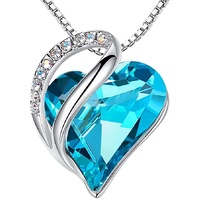 Infinity Love Heart Necklace, Birthstone Necklace for Women, Jewelry for Women with Healing Crystals, Allergy Free Pendant Necklace-12a-December-Aquam