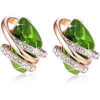 Infinity Love Heart Birthstone Earrings for Women, Crystal Stud Earrings with Healing Stones, Allergy-Free Jewelry for Women with Gift Box, Silver-ton