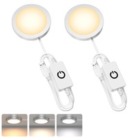 3D Printer LED Lamp Kit 2 Pack,3D Printed DIY Hardware Model Spare Parts 5V USB Powered,Wireless Puck Light Dimmable Touch Control,3 Color Warm (3000K