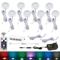 RGB Color Changing LED Under Cabinet Lighting Kit,Aluminum Slim Cabinet LED Puck Lights for Kitchen Counter Wardrobe Counter Furniture Shelf Ambiance 