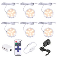 Dimmable LED Under Cabinet Lighting, Counter Showcase Kitchen Lighting Fixtures with 12V Plug in Adapter and Dimmable Wireless Remote Control, 6 Ultra