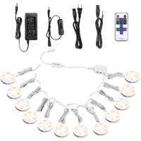 Linkable Under Cabinet LED Lighting 12V Dimmable Puck Lights with Wireless RF Remote Control, Hardwired & Wall Plug in for Kitchen Mood Lighting,Warm 