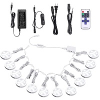 Linkable Under Cabinet LED Lighting 12V Dimmable Puck Lights with Wireless RF Remote Control, Hardwired & Wall Plug in for Kitchen Mood Lighting,Dayli