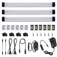 Dimmable Led Under Cabinet Lighting Bar Linkable Kits with Rocker Switch Under Counter Kitchen,Showcase,Shelf Lighting(3 Panel Kits Warm White)