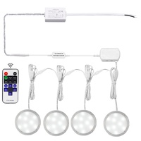 Linkable Under Cabinet LED Lighting 12V Slim Aluminum Dimmable Puck Lights Direct Wired with RF Remote Control for Kitchen Lighting(4pack, Daylight Wh