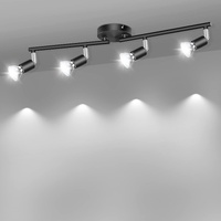LED Ceiling Light,4 Way Rotatable Spot Lights for Ceiling,Flexible Ceiling Lights for Bedroom,Living Room, Black with Protectiv Bulb Trims(Gu10 Bulbs 