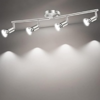 LED Ceiling Light,4 Way Rotatable Spot Lights for Ceiling,Flexible Ceiling Lights for Bedroom,Living Room, Black Nickel with Protectiv Bulb Trims(Gu10