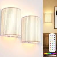 Battery Operated Wall Sconces Set of 2, 5000mAh Rechargeable RGB Wall Lamp with Remote, 3 Colors 10 Levels Brightness Wireless Sconces Wall Decor Set 
