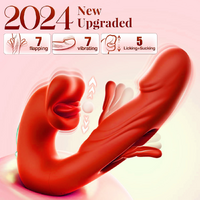 3-in-1 mouth slap tongue vibrator female 7-frequency sucking button G-spot masturbator-RED