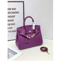 2025 - Euro-american Elegant Lychee Leather Shoulder Bag- Birkin 30- Color Purple