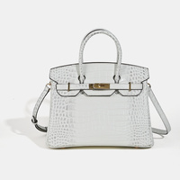 2025- Euro-american Elegant Crocodile Leather Handbag Bag - Birkin 30,white ,palladium Hardware
