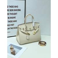 2025 - Euro-american Elegant Lychee Leather Shoulder Bag- Birkin 25-milky White