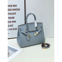 2025- Euro-american Elegant Crocodile Leather Handbag Bag - Birkin 30,blue-white ,palladium Hardware