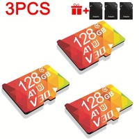 3PCS 128G Memory Cards, U3 A1 Class 10, Up To 100MB/s, Micro SD TF For Security Monitor/Full HD Video Recording/Tablet/Phone/ Surveillance Camera/Dash