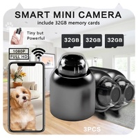 3pcs Mini Wireless Surveillance Camera with 2.4G WiFi, HD 1080P, Supports 32GB Cards, Night Vision, Audio, USB Power, Remote View, Wide-angle, Easy To