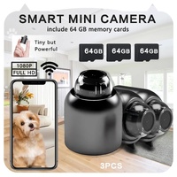 3pcs Mini Wireless Surveillance Camera with 2.4G WiFi, HD 1080P, Supports 64GB Cards, Night Vision, Audio, USB Power, Remote View, Wide-angle, Easy To