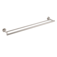 Brushed Nickel 750mm Double Towel Rack Rail Holder Round Hanger Bar Wall Mounted