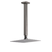 Gun Metal Square 8" Rainfall Shower Head 300mm Ceiling Dropper Arm Bath Set WELS