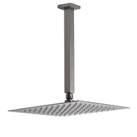 Gun Metal Square 12" Rainfall Shower Head 300mm Ceiling Dropper Arm Bath Set WELS