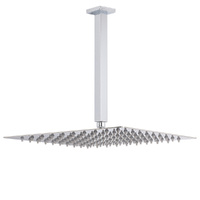 WELS 16" Rainfall Shower Head 300mm Ceiling Dropper Extension Arm Chrome Square Set