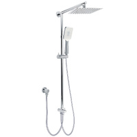 Chrome Square 8" Rain Shower Head 3 Mode Handheld Sliding Rail Arm 2 IN 1 Set Diverter