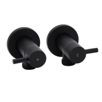 Black Washing Machine 1/4 Turn Twin Taps Laundry Room Hot Cold Water Wall Set