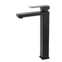 Matt Black Stainless Steel Square Tall Basin Mixer Sink Tap High Vanity Spout