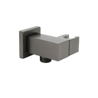 Gun Metal Grey Square Shower Head Holder Bracket Inlet Elbow Water Connector Kit