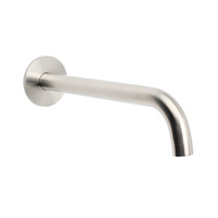 Brushed Nickel Round 250mm Long Spout Bath Tub Wall Mounted Water Filler Outlet