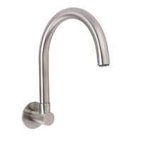 Brushed Nickel Round Gooseneck Arm Faucet Water Outlet Wall Mount Bathtub Spout