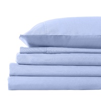 2000TC 3 Piece Fitted Sheet and Pillowcase Set Bamboo Cooling - Queen - Light Blue