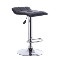 Milano Decor Daisy Adjustable Barstool Black Low Back Swivel Chrome PU Leather
