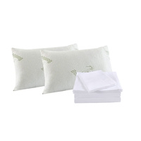 Royal Comfort Bamboo Blend Sheet Set 1000TC and Bamboo Pillows 2 Pack Ultra Soft - Queen - White