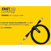 OTTERBOX USB 3.2 GEN 1 CABLE STRAIGHT-TO-STRAIGHT BLACK SHIMMER - USB-C TO USB- C, PREMIUM FAST CHARGE CABLE