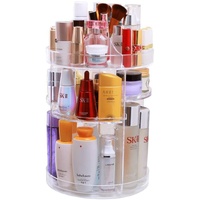 360 Degree Rotation Makeup Organizer Adjustable with Multifunction Cosmetic Storage Box