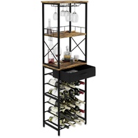CARLA HOME Freestanding Wine Rack for 20 Bottles with Wood Countertop and Sturdy Metal Frame