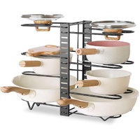 CARLA HOME Adjustable 8-Tier Pan Rack Pot Organizer for Kitchen Cabinet